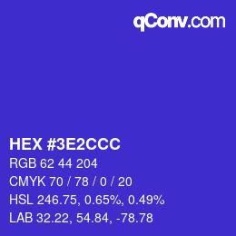 Farbcode: HEX #3E2CCC | qconv.com
