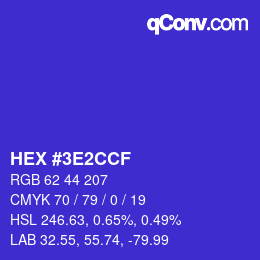 Color code: HEX #3E2CCF | qconv.com