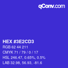 Color code: HEX #3E2CD3 | qconv.com
