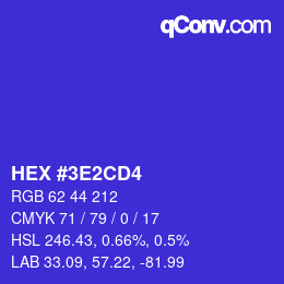カラーコード: HEX #3E2CD4 | qconv.com