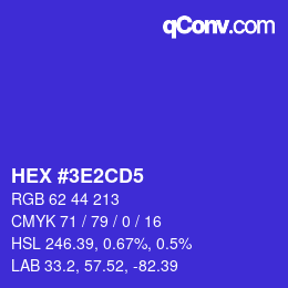 カラーコード: HEX #3E2CD5 | qconv.com