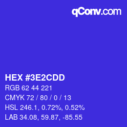 Color code: HEX #3E2CDD | qconv.com