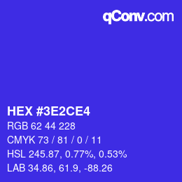 Color code: HEX #3E2CE4 | qconv.com