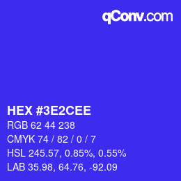 Color code: HEX #3E2CEE | qconv.com