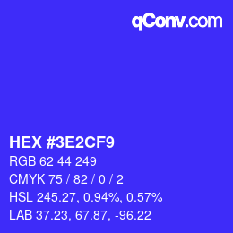 Color code: HEX #3E2CF9 | qconv.com