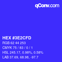 Color code: HEX #3E2CFD | qconv.com