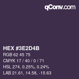 Farbcode: HEX #3E2D4B | qconv.com