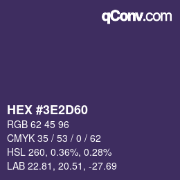 Color code: HEX #3E2D60 | qconv.com