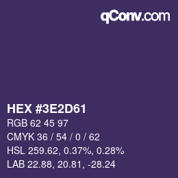 Color code: HEX #3E2D61 | qconv.com