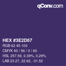 颜色代码: HEX #3E2D67 | qconv.com