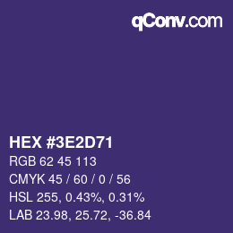 Farbcode: HEX #3E2D71 | qconv.com