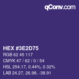 Color code: HEX #3E2D75 | qconv.com