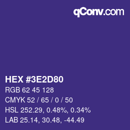 カラーコード: HEX #3E2D80 | qconv.com