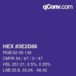 カラーコード: HEX #3E2D88 | qconv.com
