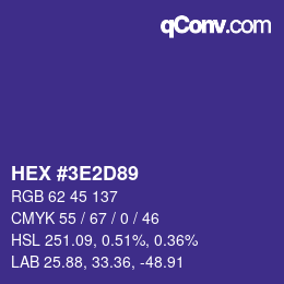 カラーコード: HEX #3E2D89 | qconv.com