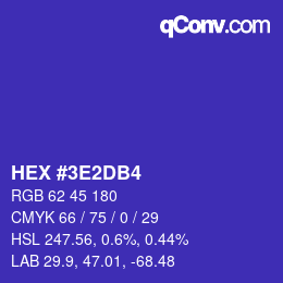 颜色代码: HEX #3E2DB4 | qconv.com