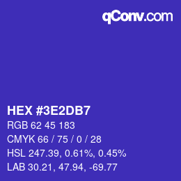 Color code: HEX #3E2DB7 | qconv.com