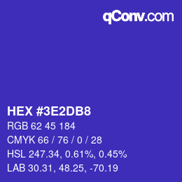 Color code: HEX #3E2DB8 | qconv.com