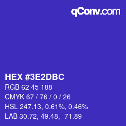 Color code: HEX #3E2DBC | qconv.com