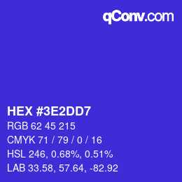 Color code: HEX #3E2DD7 | qconv.com