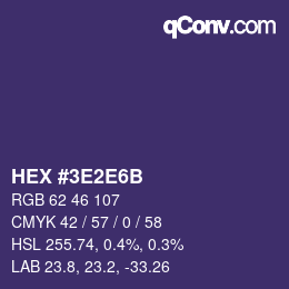 颜色代码: HEX #3E2E6B | qconv.com