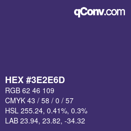 Color code: HEX #3E2E6D | qconv.com