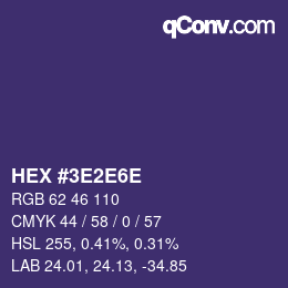 Color code: HEX #3E2E6E | qconv.com