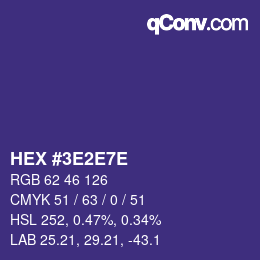 カラーコード: HEX #3E2E7E | qconv.com