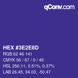 Color code: HEX #3E2E8D | qconv.com