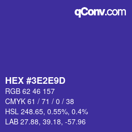 カラーコード: HEX #3E2E9D | qconv.com