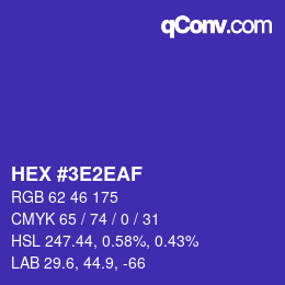 Color code: HEX #3E2EAF | qconv.com