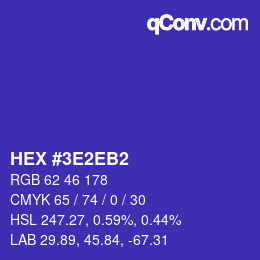 颜色代码: HEX #3E2EB2 | qconv.com