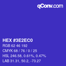 Color code: HEX #3E2EC0 | qconv.com