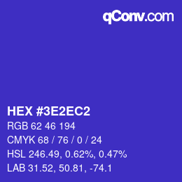 Color code: HEX #3E2EC2 | qconv.com