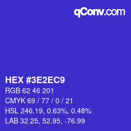 Color code: HEX #3E2EC9 | qconv.com