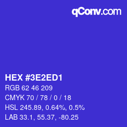 Color code: HEX #3E2ED1 | qconv.com