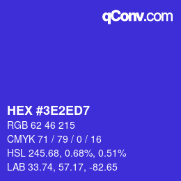 颜色代码: HEX #3E2ED7 | qconv.com