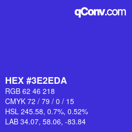 Color code: HEX #3E2EDA | qconv.com