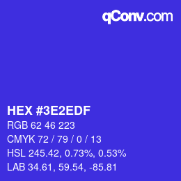 カラーコード: HEX #3E2EDF | qconv.com
