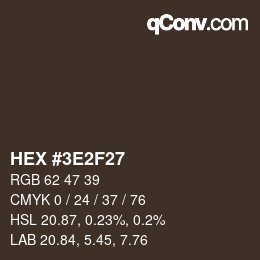 Código de color: HEX #3E2F27 | qconv.com