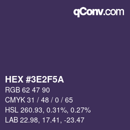 Color code: HEX #3E2F5A | qconv.com