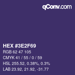 Color code: HEX #3E2F69 | qconv.com