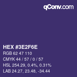 Color code: HEX #3E2F6E | qconv.com