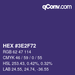 Color code: HEX #3E2F72 | qconv.com