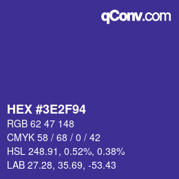 Color code: HEX #3E2F94 | qconv.com