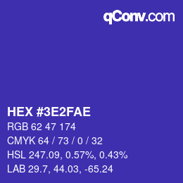 Color code: HEX #3E2FAE | qconv.com