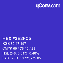 Color code: HEX #3E2FC5 | qconv.com