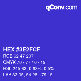 Color code: HEX #3E2FCF | qconv.com