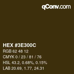 Color code: HEX #3E300C | qconv.com
