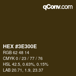 Color code: HEX #3E300E | qconv.com